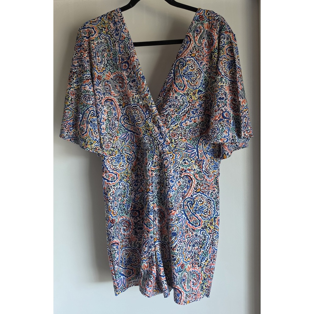 Petalo Romper Paisley Multi-Color V-Neck Short Sleeve Vintage Playsuit